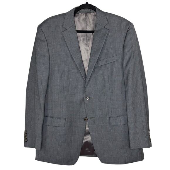 Ralph Lauren Blazer Mens 42R Wool Windowpane Sport Coat 2 Button Blue Black
